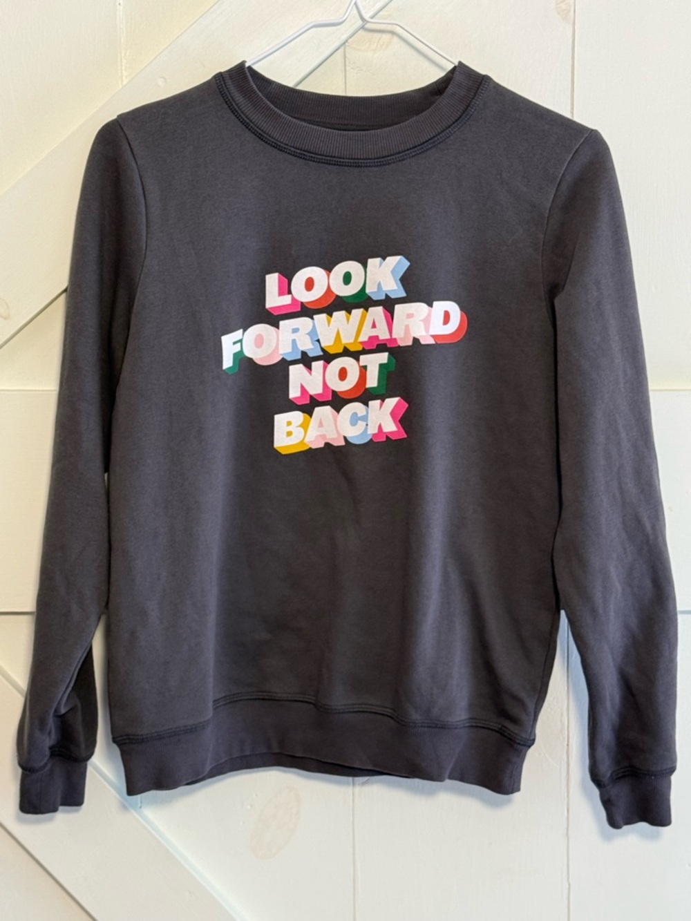 ban.do Look Forward Not Back Graphic Sweatshirt Gray Small